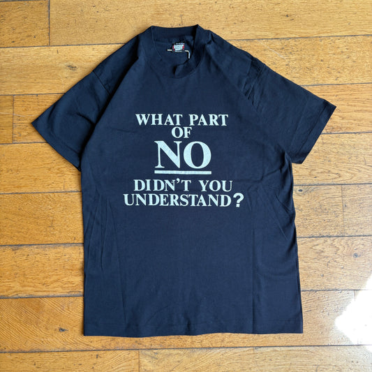 Vintage 90s Funny Slogan Single Stitch Black Graphic T-Shirt - S