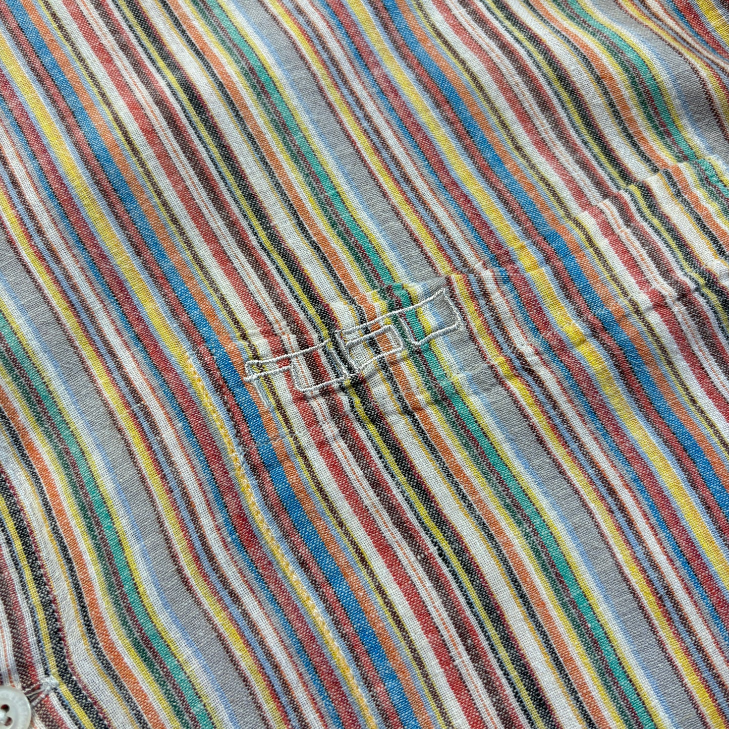 Vintage Fubu Stripe Hip Hop Embroidered Short Sleeve Shirt - XL