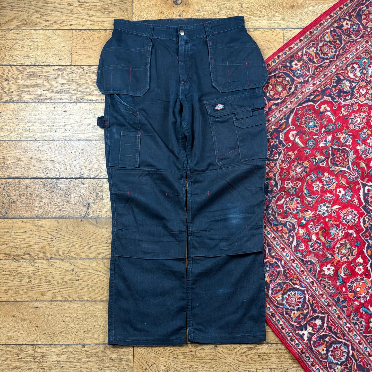 Vintage Dickies Faded Black Workwear Carpenter Baggy Trousers - 34