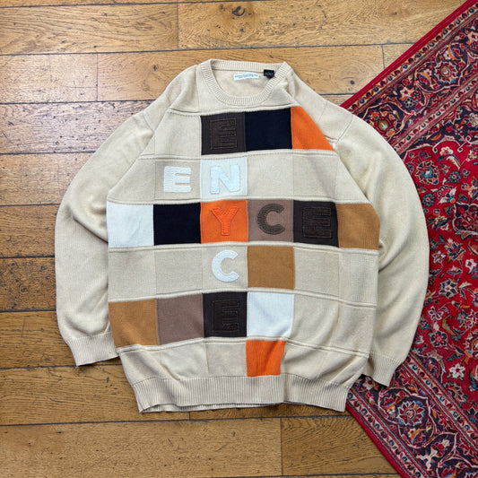 Vintage Enyce Hip Hop Cream Chunky Knit Jumper - XL