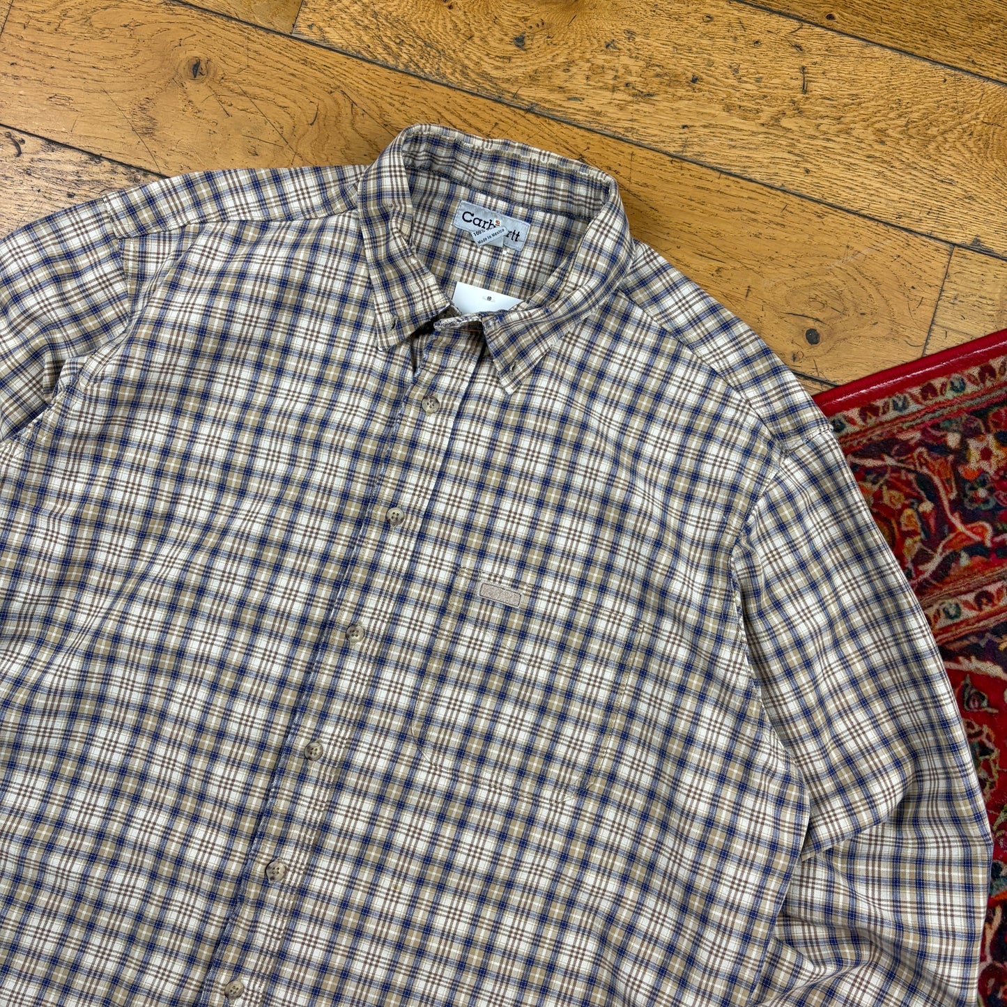 Vintage Carhartt Cream Check Shirt - XL