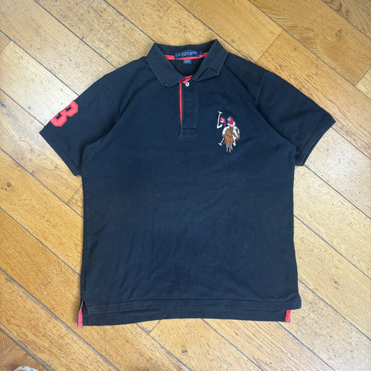 Vintage US Polo ASSN Big Pony Black Polo Shirt - L