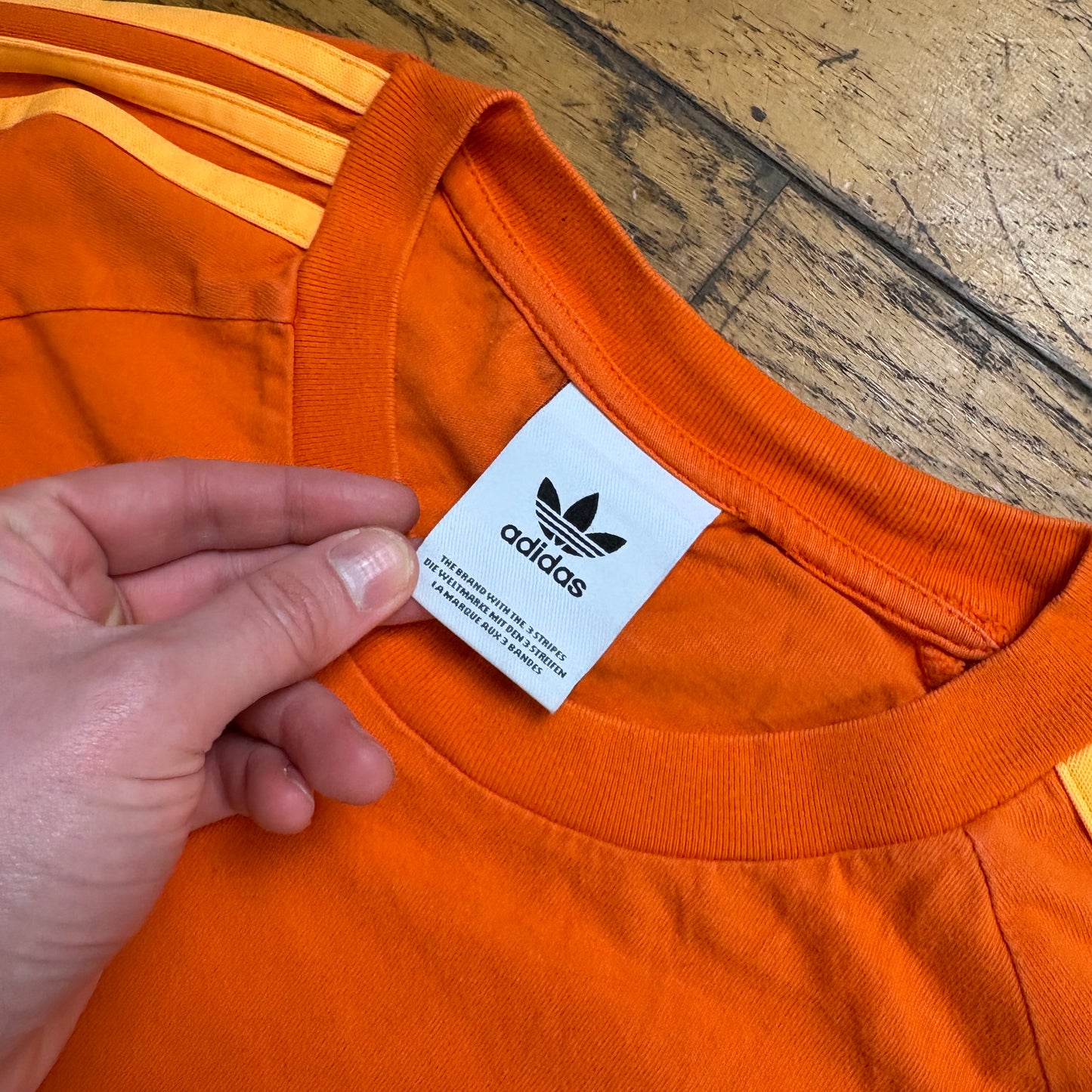 Vintage Adidas Orange Long Sleeve T-Shirt - M
