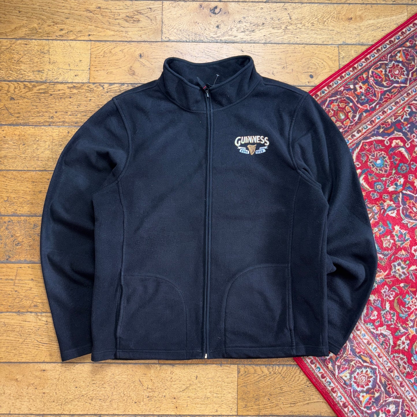 Vintage Guinness Black Embroidered Fleece Sweatshirt - 2XL