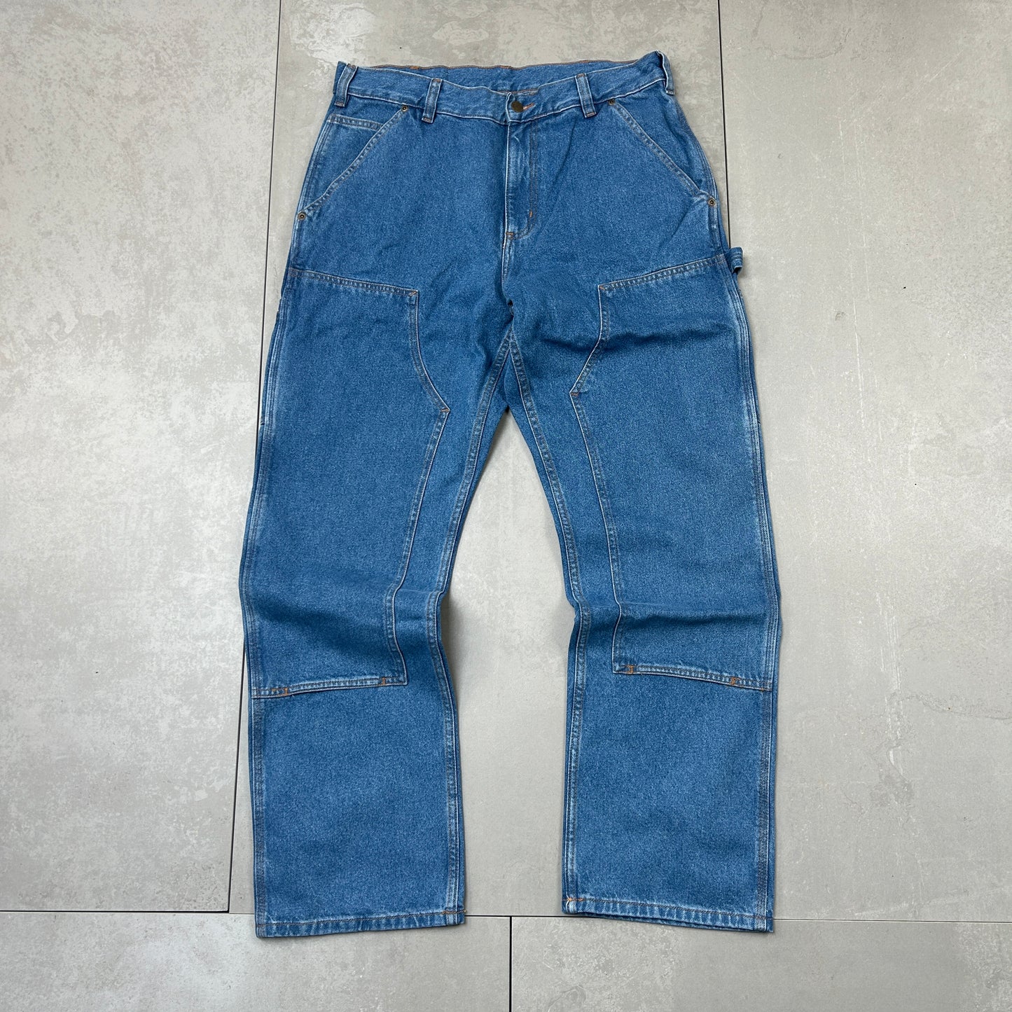 New Carhartt Double Knee Carpenter Blue Baggy Jeans - 34