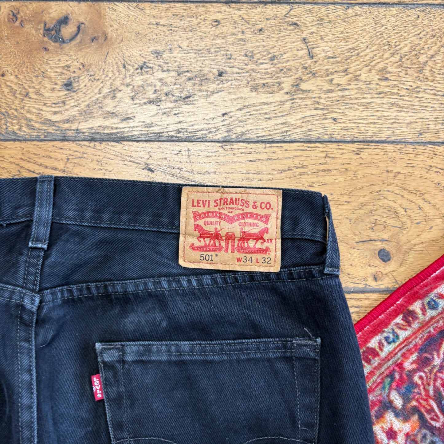 Vintage Levis 501 Straight Black Denim Jeans - 36R