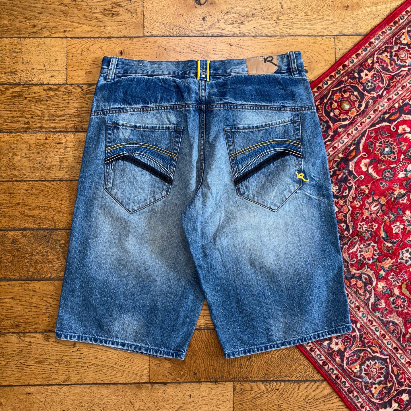 Vintage Rocawear Embroidered Hip Hop Baggy Blue Shorts Jorts - 42