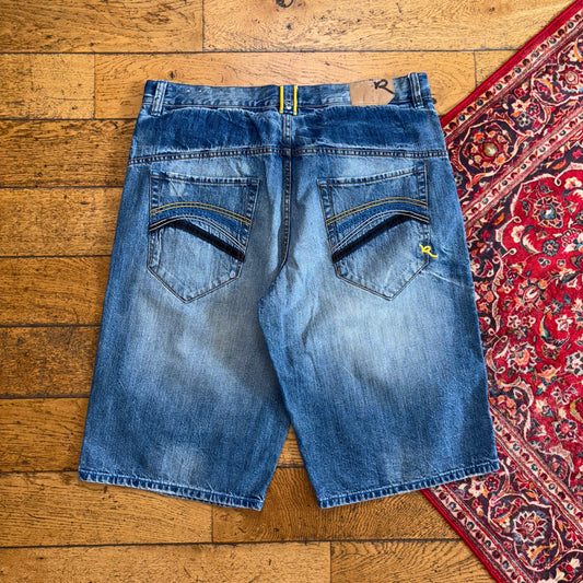 Vintage Rocawear Embroidered Hip Hop Baggy Blue Shorts Jorts - 42