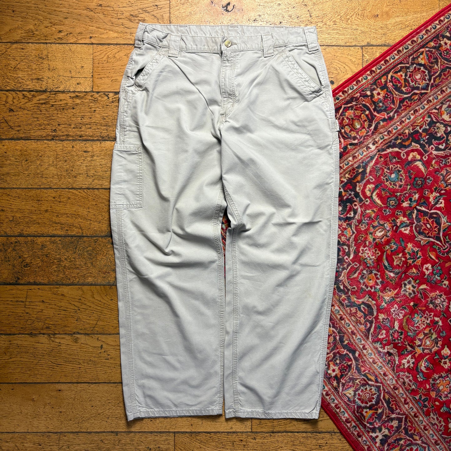 Vintage Carhartt Workwear Carpenter Cream Baggy Trousers - 38R