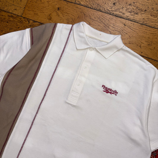 Vintage Reebok White Embroidered Polo Shirt - 2XL