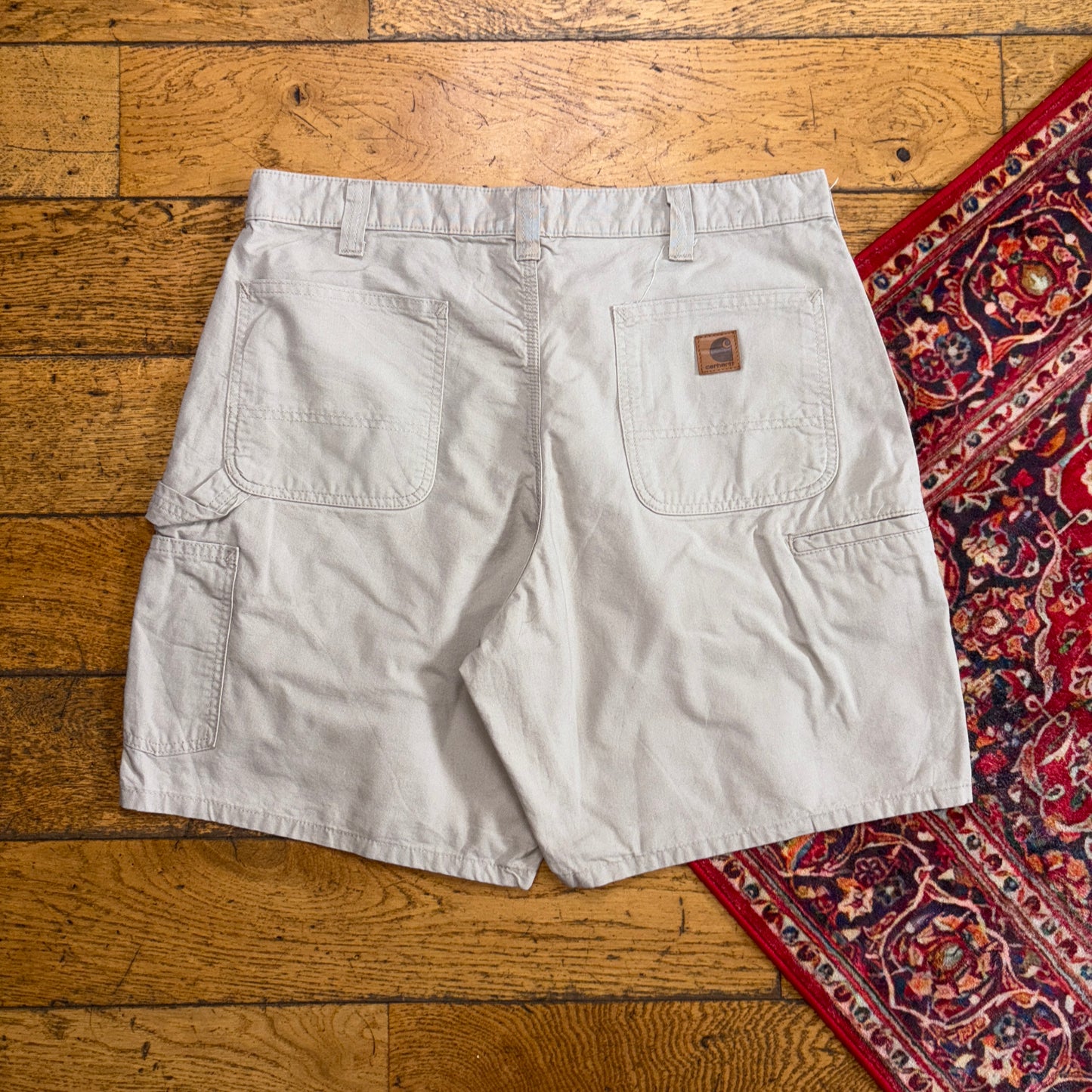 Vintage Carhartt Workwear Cream Baggy Carpenter Shorts - 36