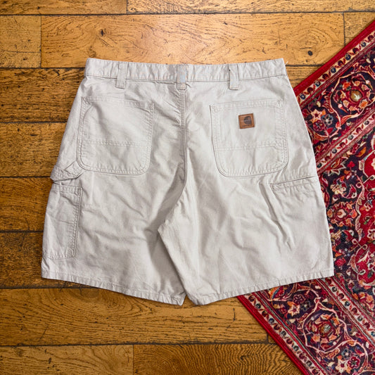 Vintage Carhartt Workwear Cream Baggy Carpenter Shorts - 36