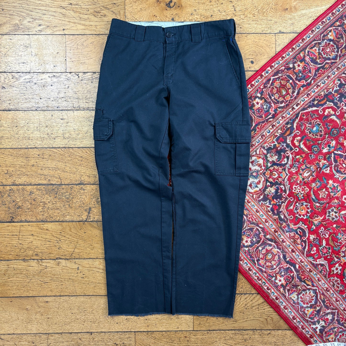 Vintage Dickies 874 Black Baggy Cargo Skate Trousers - 32