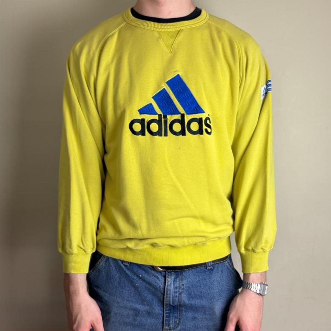 Vintage Adidas Yellow Embroidered 90s Sweatshirt - S