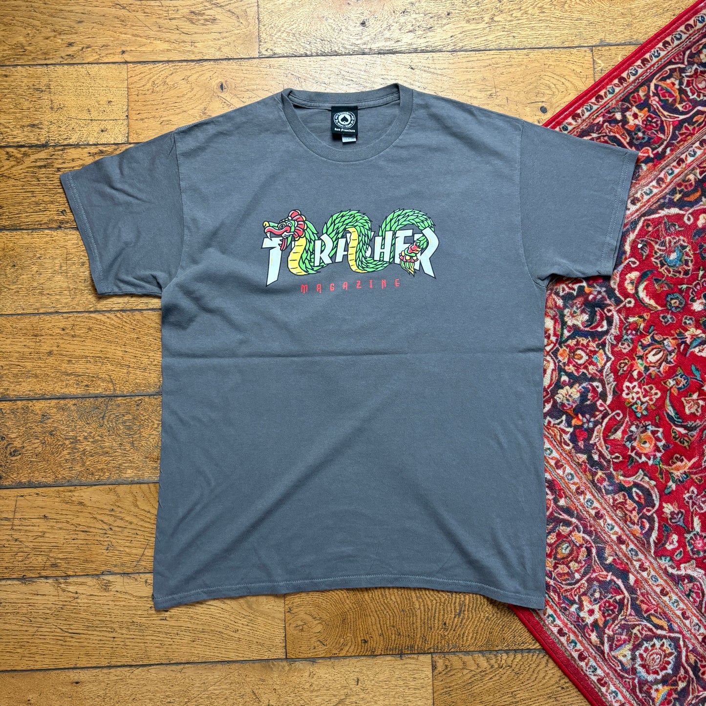 Vintage Thrasher Grey Skate Graphic T-Shirt - M