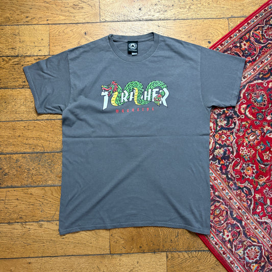 Vintage Thrasher Grey Skate Graphic T-Shirt - M