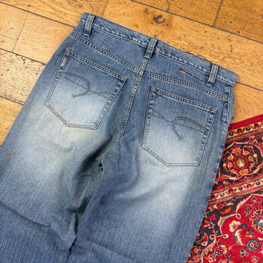 Vintage Paco Blue Embroidered Y2K Hip Hop Baggy Jeans - 36