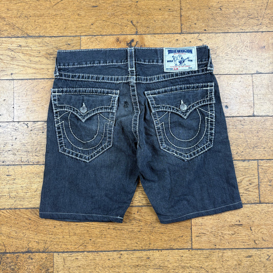 Vintage True Religion Black Embroidered Y2K Shorts Jorts - 33