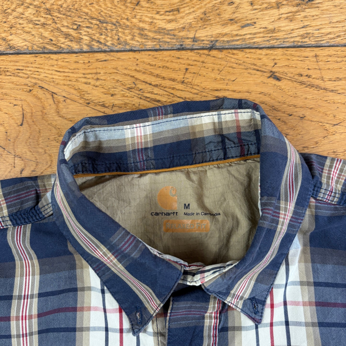 Vintage Carhartt Grey Brown Check Workwear Shirt - M
