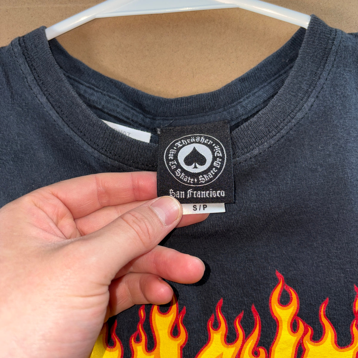 Thrasher Black Flames Skate Graphic T-Shirt - XS