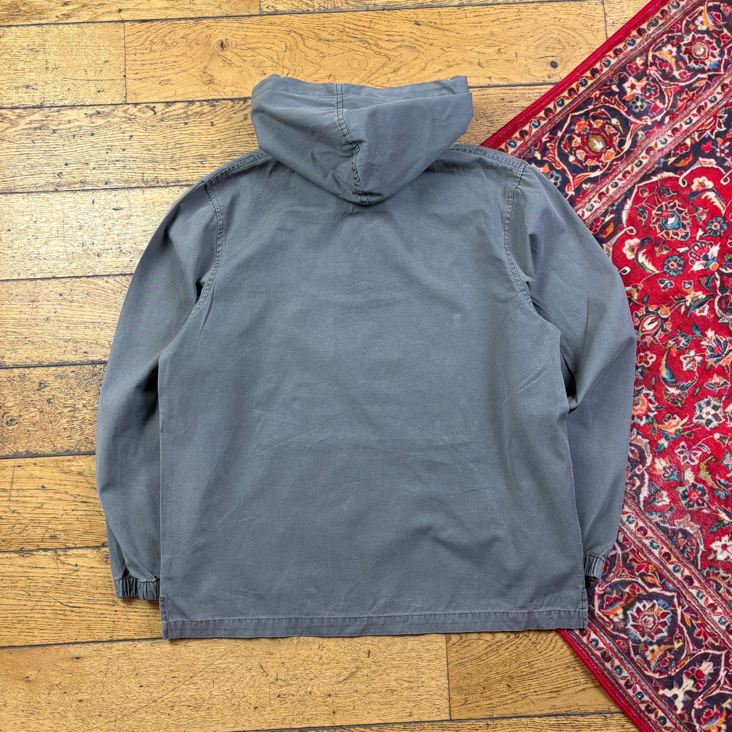 Vintage Stussy Lightweight Grey Pullover Jacket - S