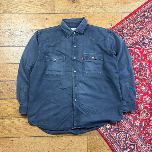 Vintage Levis Black Grey Western Denim Shirt - XL