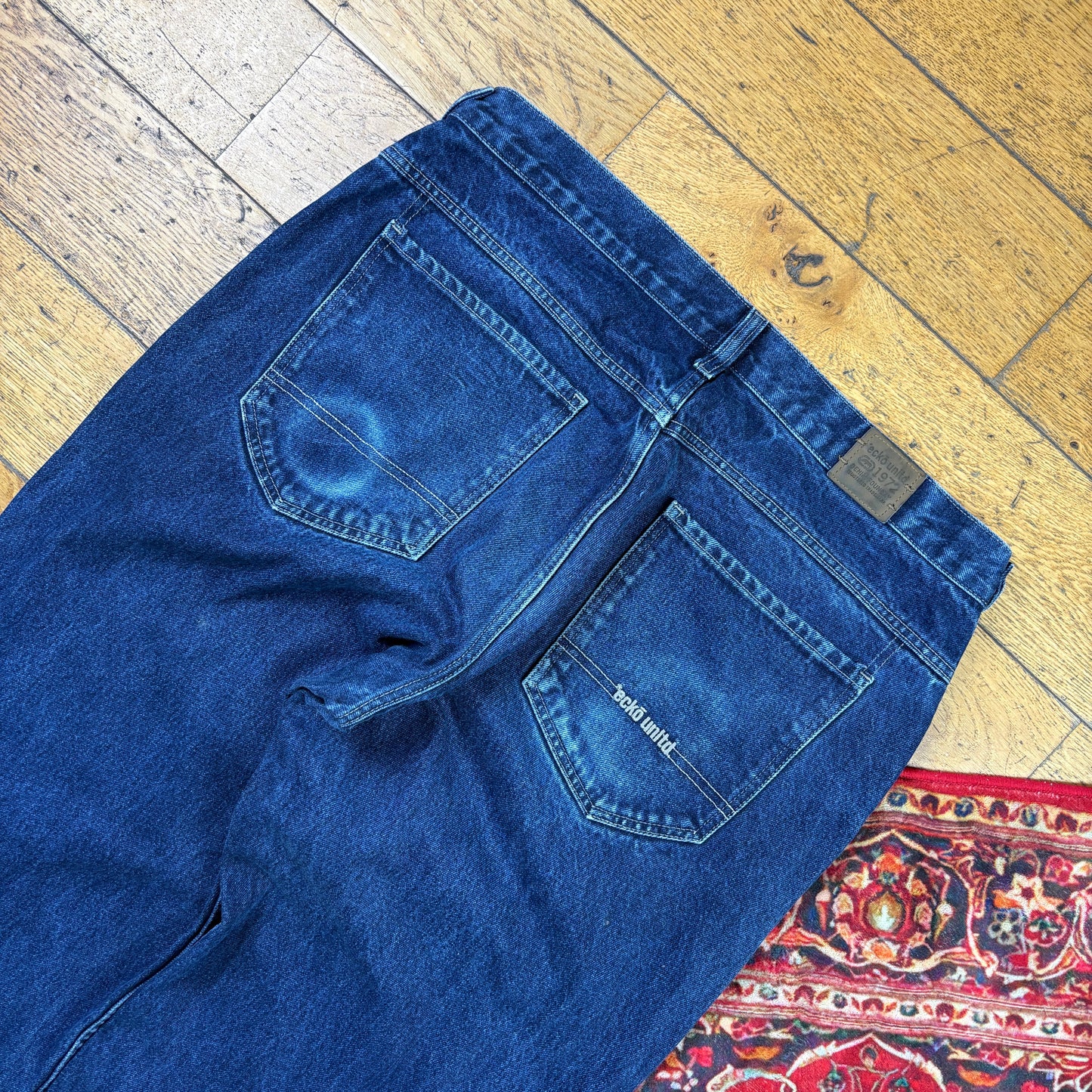 Vintage Ecko Unltd Blue Embroidered Y2K Hip Hop Baggy Jeans - 38