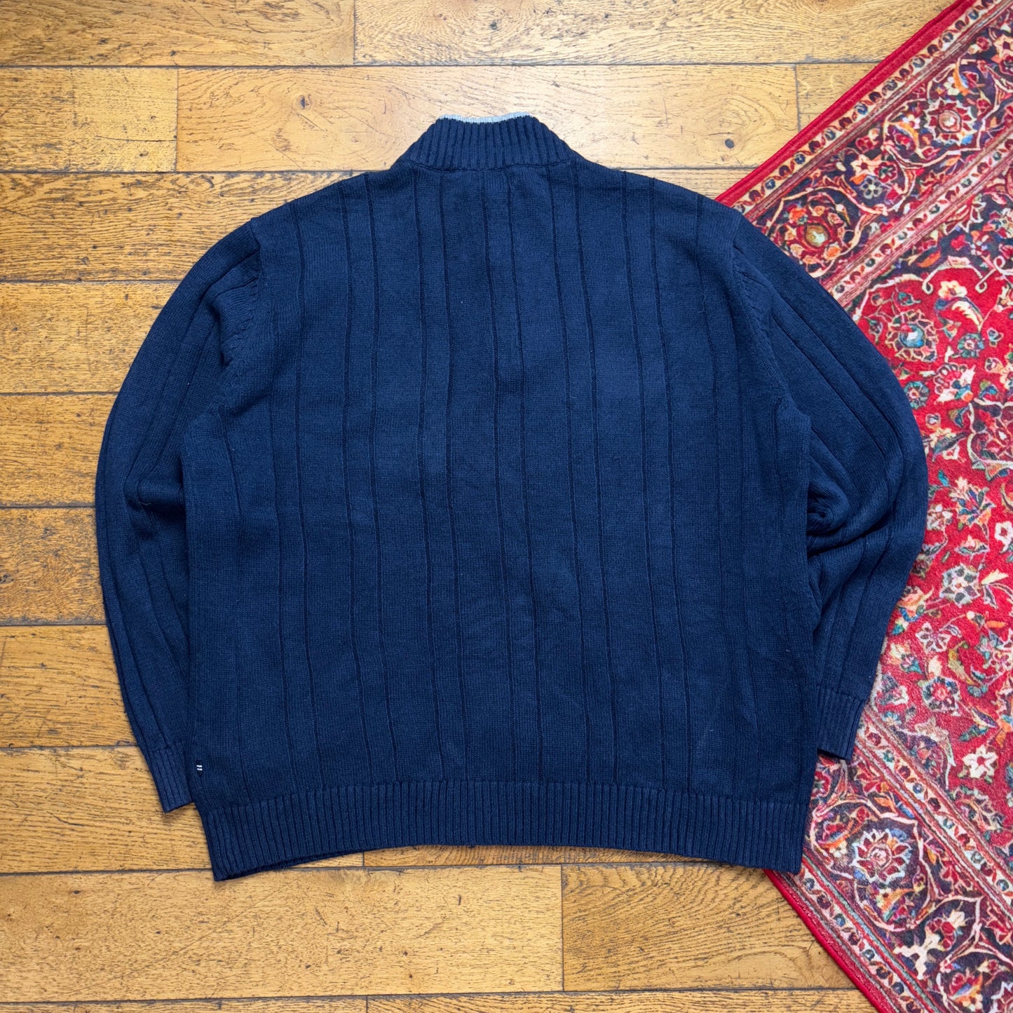 Vintage Nautica Navy Embroidered Knit Jumper - 2XL