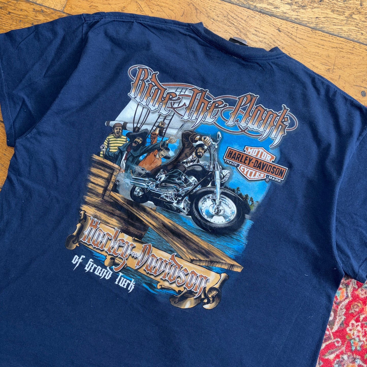 Vintage Harley Davidson Navy Graphic T-Shirt - 2XL