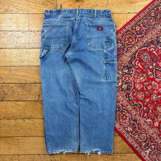 Vintage Dickies Blue Workwear Carpenter Baggy Jeans - 38