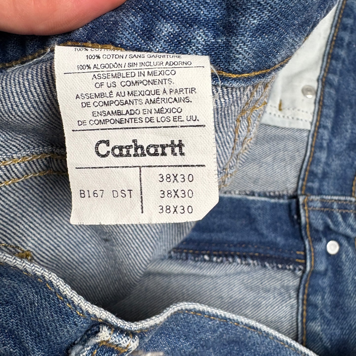 Vintage Carhartt Workwear Carpenter Baggy Blue Jeans - 38S
