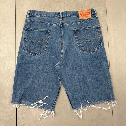 Vintage Levis 550 Baggy Blue Denim Shorts - 36
