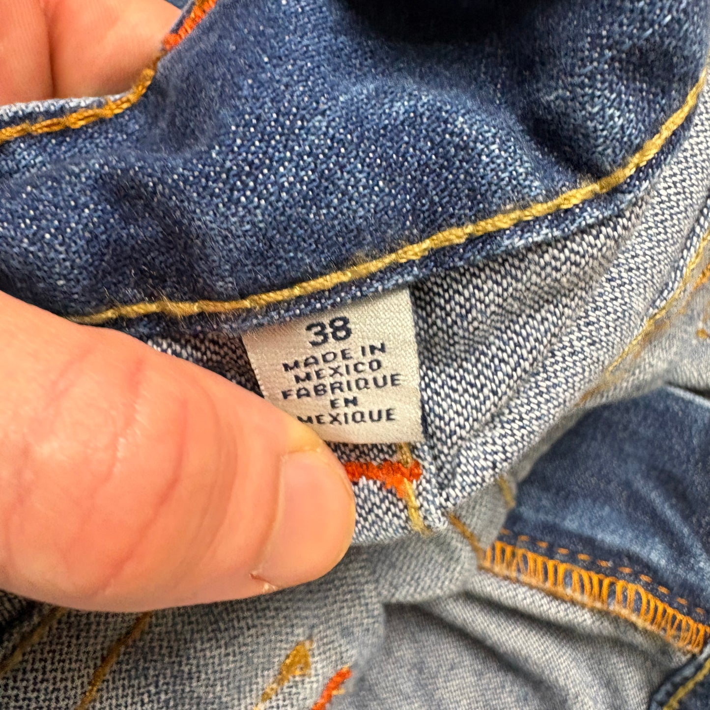 Vintage True Religion Blue Embroidered Y2K Hip Hop Straight Jeans - 42