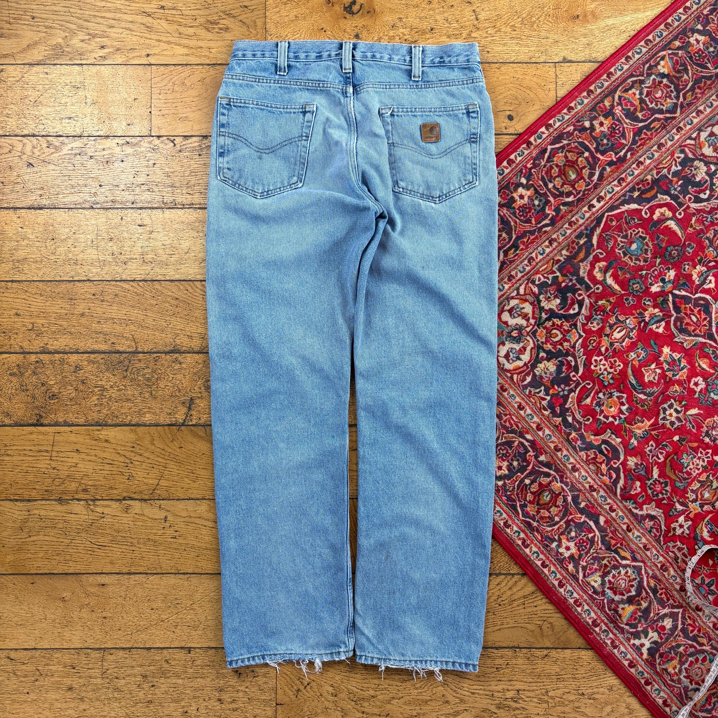 Vintage Carhartt Workwear Carpenter Baggy Blue Jeans - 34