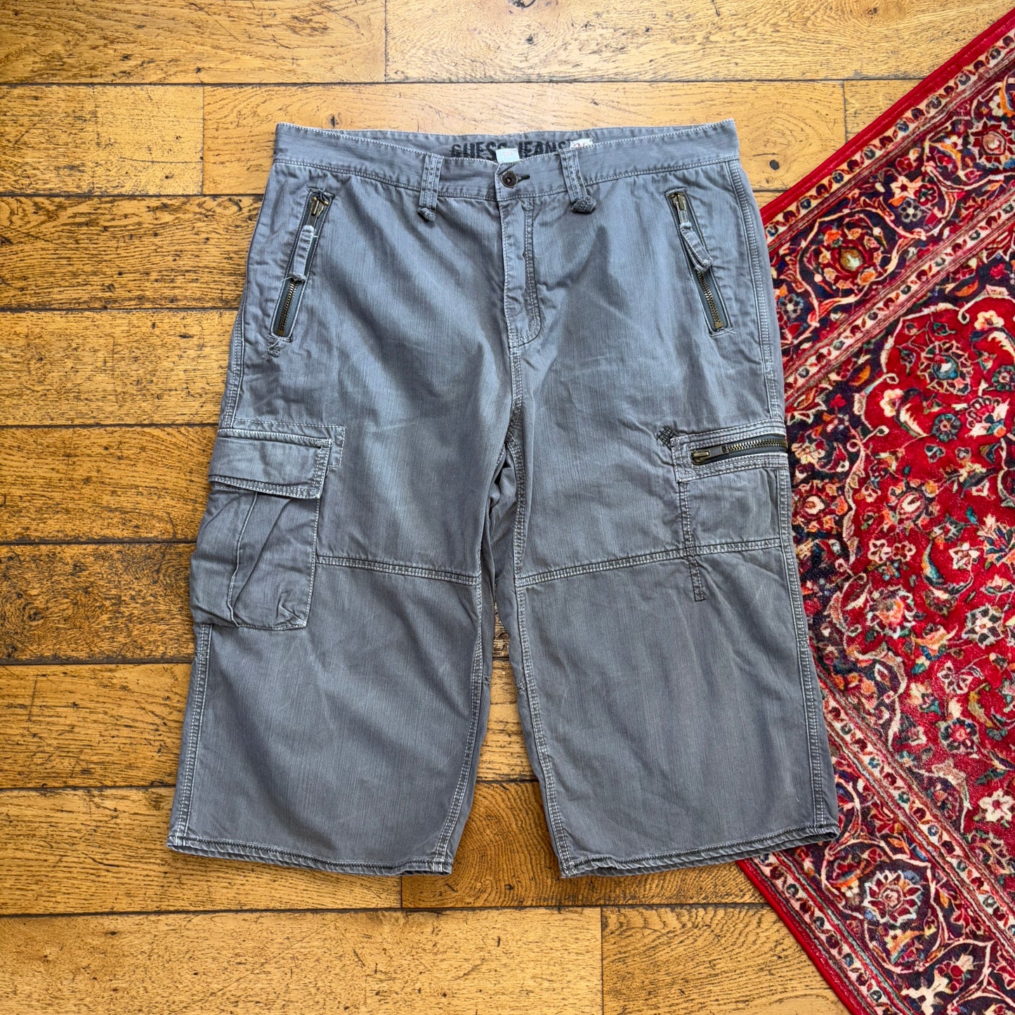 Vintage Guess Grey Cargo Hip Hop Baggy Shorts Jorts - 40