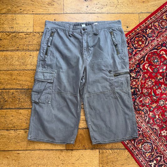 Vintage Guess Grey Cargo Hip Hop Baggy Shorts Jorts - 40