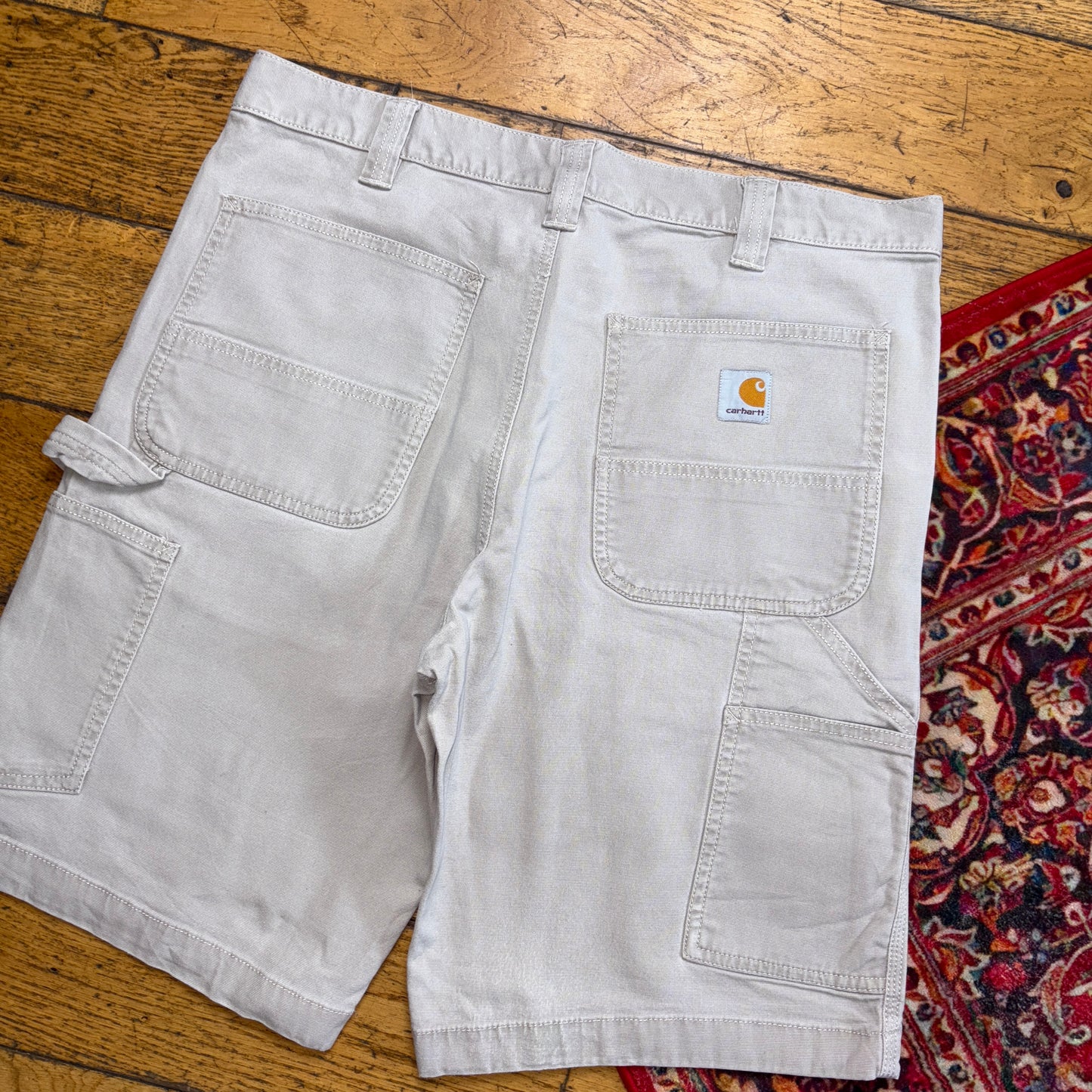 Vintage Carhartt Workwear Cream Baggy Carpenter Shorts - 36
