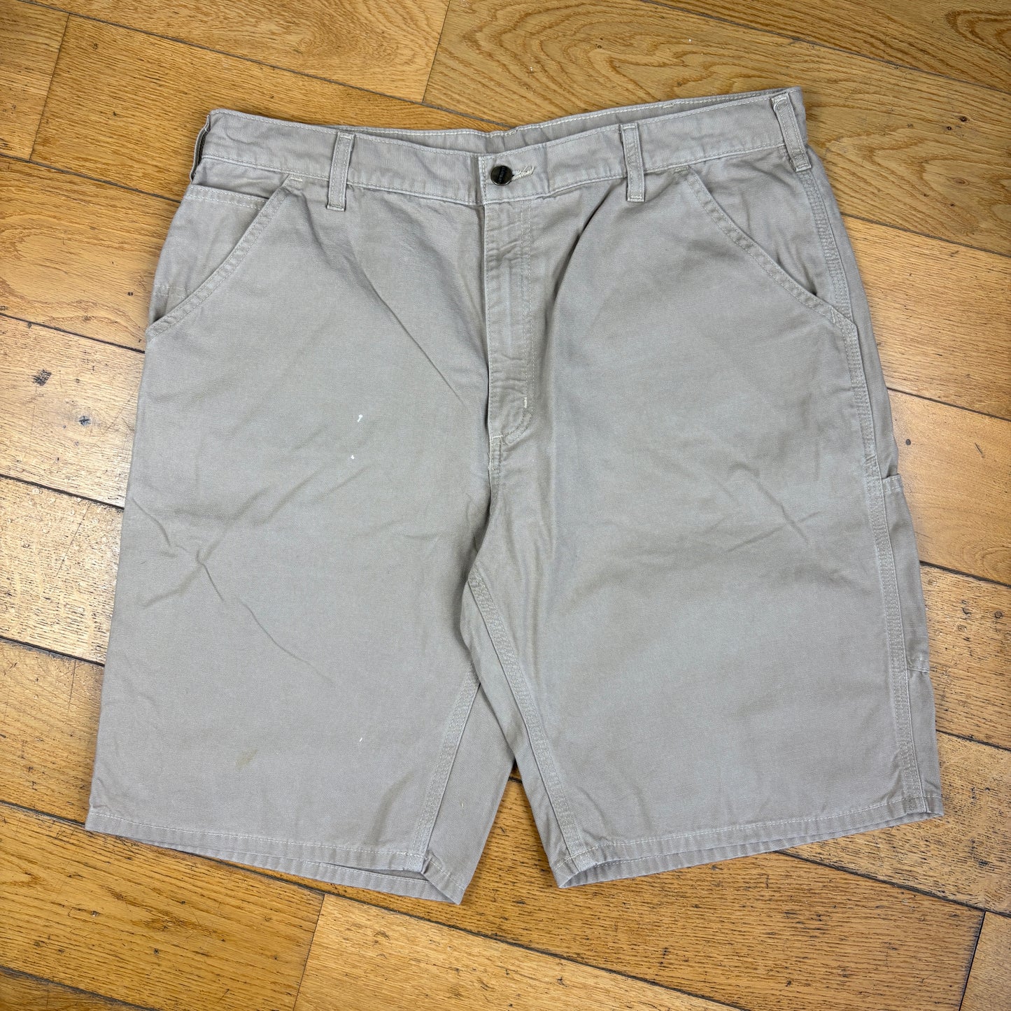 Vintage Carhartt Workwear Cream Baggy Carpenter Shorts - 38