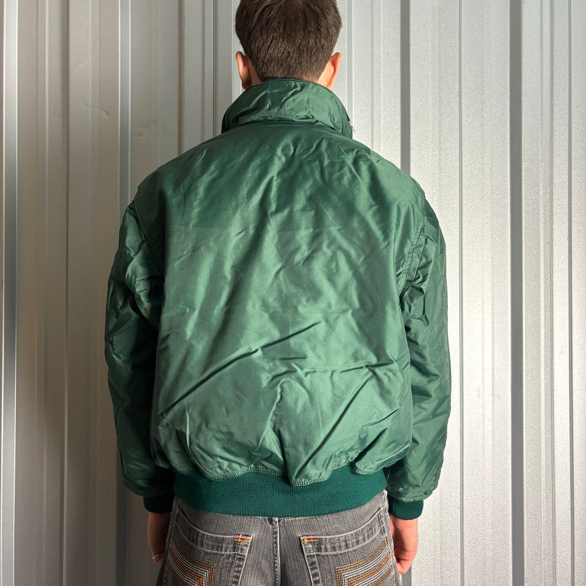 Vintage Invicta Green Bomber Patch Aviator Boxy Jacket - XL