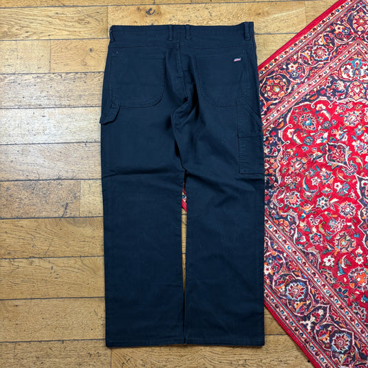 Vintage Dickies Workwear Carpenter Baggy Black Trousers - 38