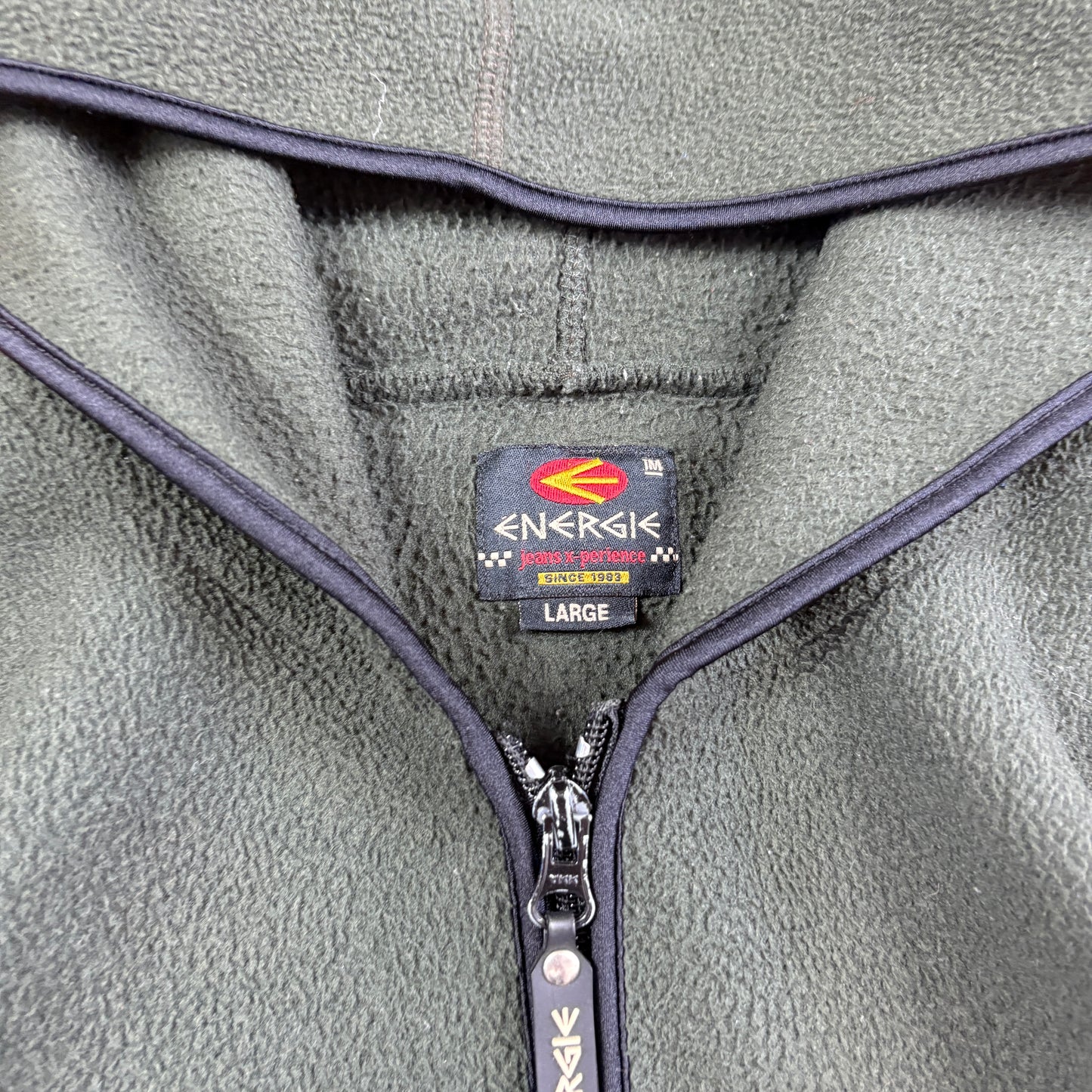 Vintage Energie Skate Green Zip Fleece Hoodie Sweatshirt - L