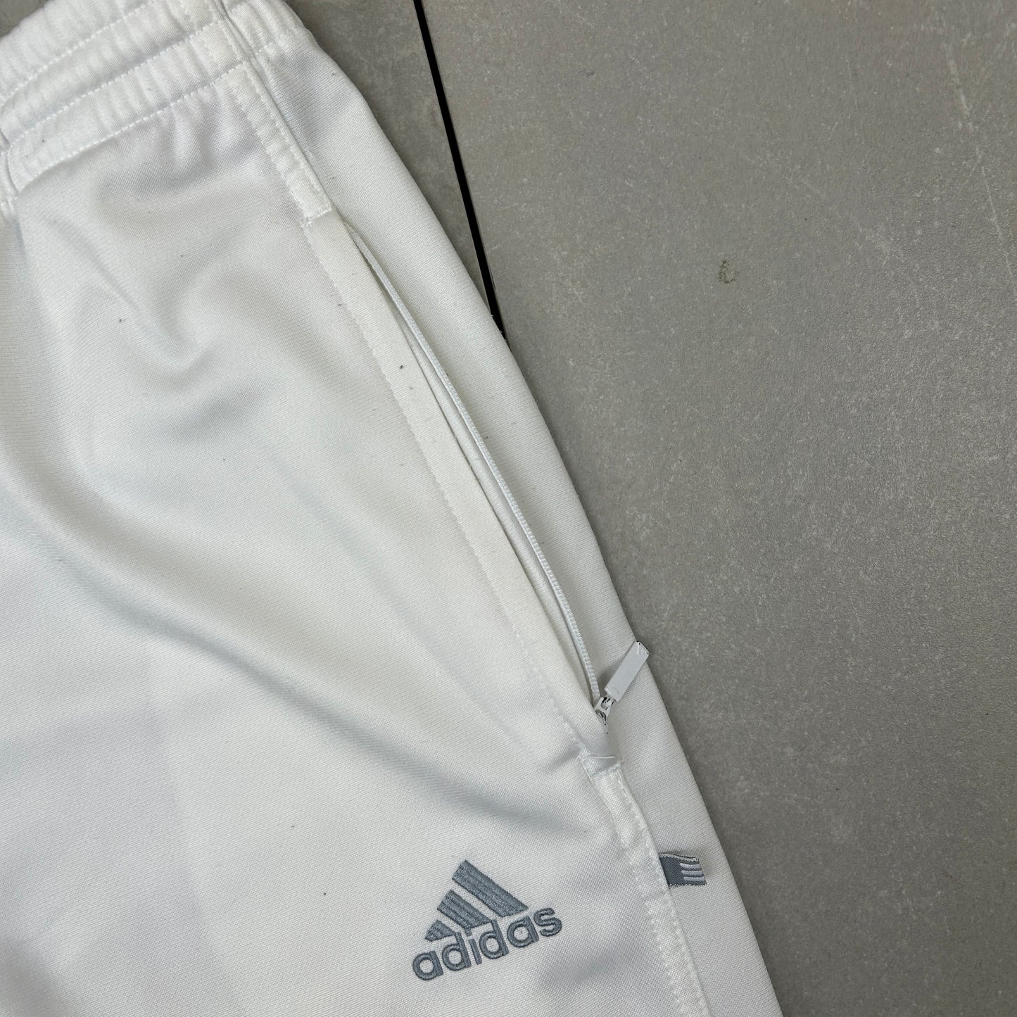 Vintage Adidas White Baggy Tracksuit Sweatpants Track Pants Bottoms - XL