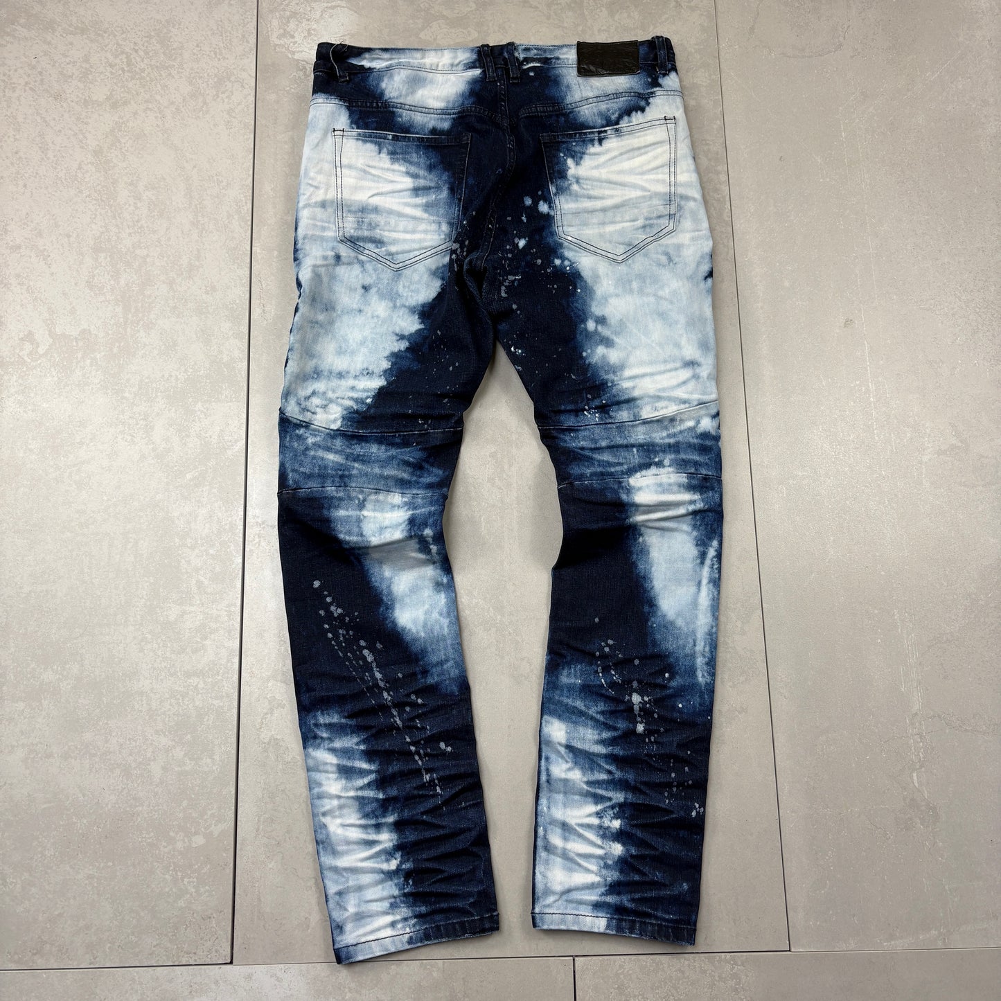 Vintage Hip Hop Moto Slim Blue Jeans - 36