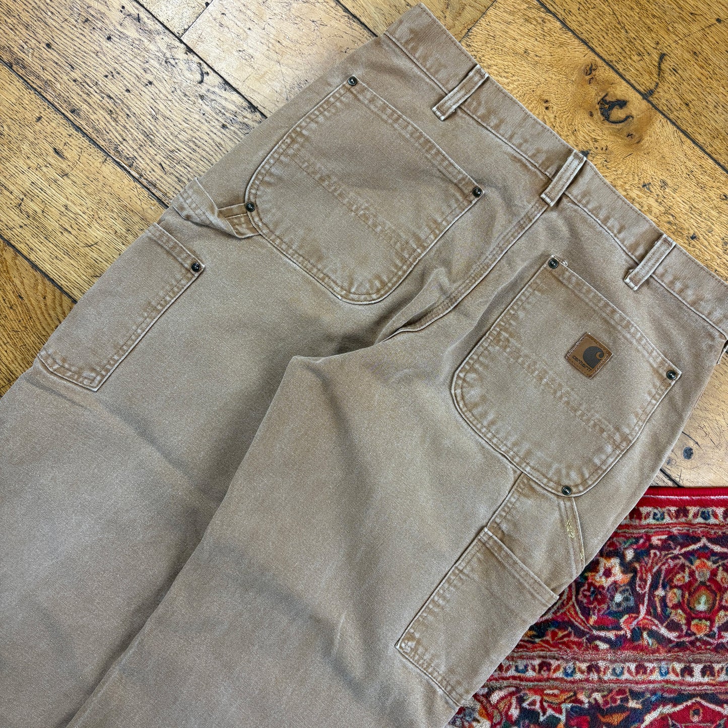 Vintage Carhartt Brown Double Knee Workwear Carpenter Baggy Trousers - 33