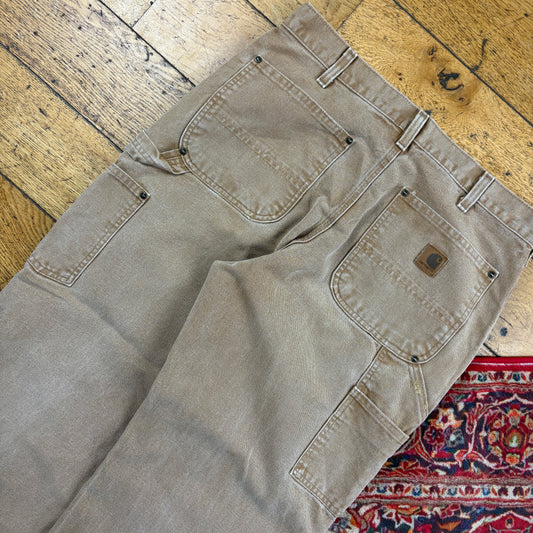 Vintage Carhartt Brown Double Knee Workwear Carpenter Baggy Trousers - 33