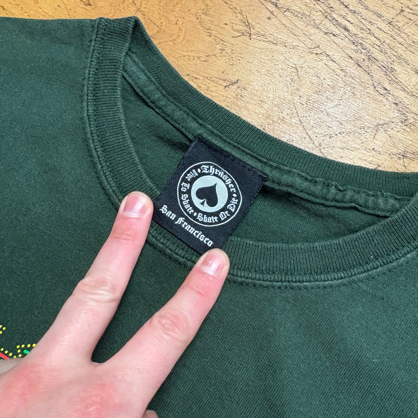 Vintage Thrasher Green Skate Graphic T-Shirt - S