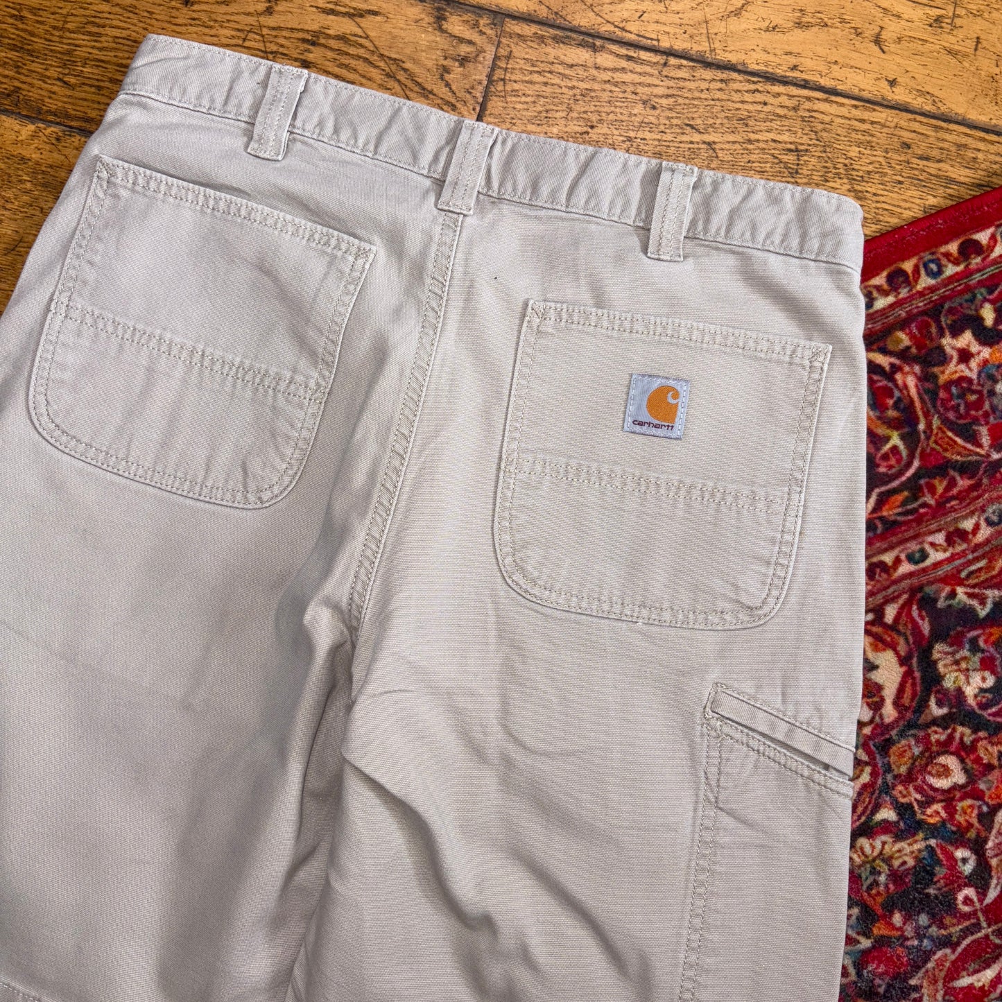 Vintage Carhartt Cream Workwear Baggy Carpenter Shorts - 32