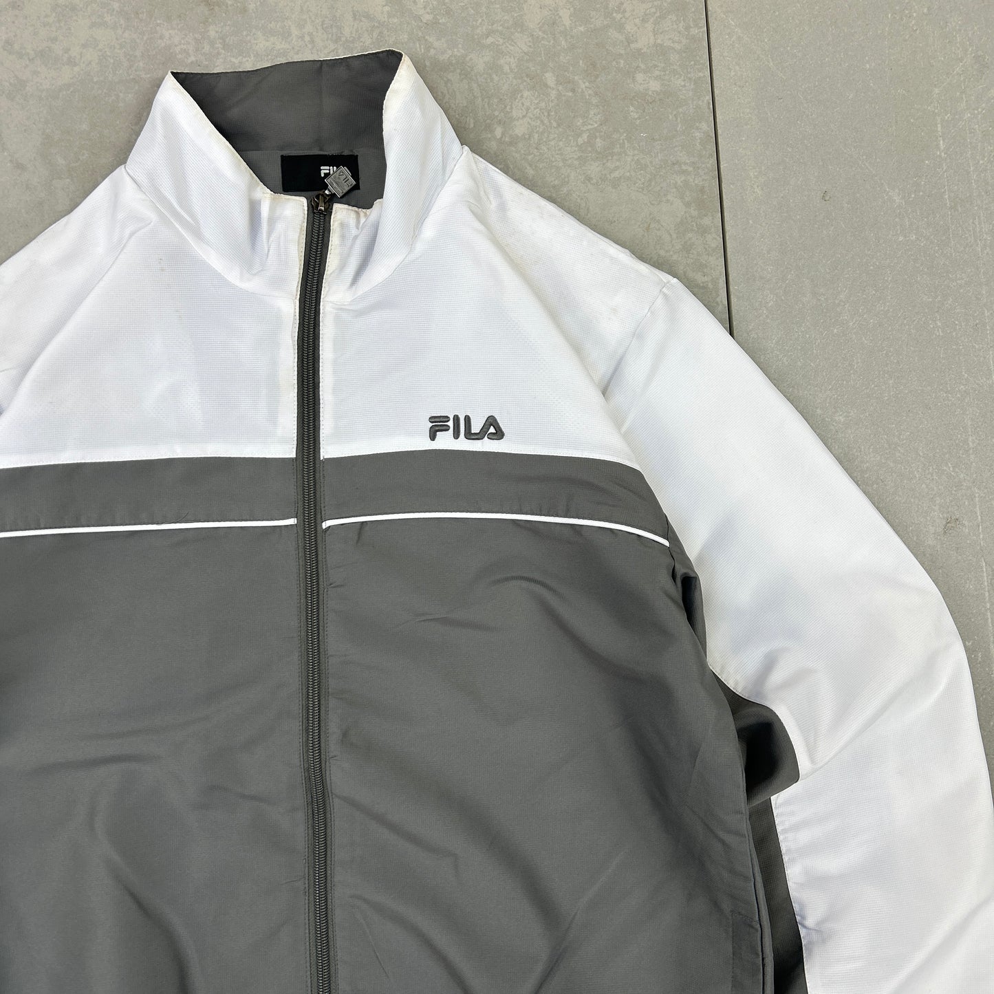 Vintage Fila Grey Tracksuit Track Shell Windbreaker Jacket - M