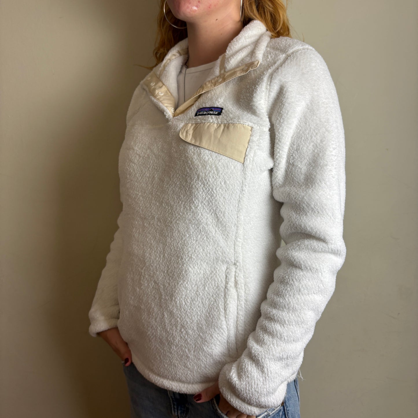 Vintage Patagonia Womens White Cream Fleece Synchilla Style Sweatshirt - M