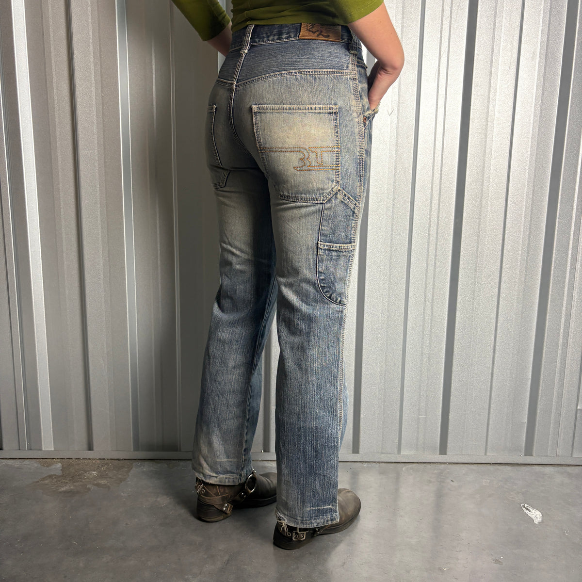 Big Train Embroidered Blue Japanese Denim Hip Hop Y2K Baggy Jeans - 28S